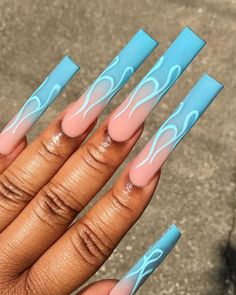 Blue Acrylic Nails Designs, Long Nail Art Designs, Categories Design, Nail Marble, Long Nail Art, Tapered Square Nails, Long Acrylic Nail Designs, Diy Acrylic Nails