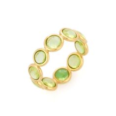 14kt Gold Natural Peridot Semi Precious Stone Band Ring/Round Cabochon Ring/Bride Ring/Anniversary Gift Item Ring/ Gemstone Ring Specifics : Gemstone Name : Natural Peridot  Gemstone : Cabochon Gemstone Shape : Round Gemstone Color : Green  Gemstone Size : 4 to 5 MM Approx Gemstone Authenticity : Genuine Metal Type : 14kt Gold Ring Jewelry Type : Ring Gross Weight : 1.40 Gm Approx WHY CHOOSE US? 1> Heritage, Commitment and Quality are three of the few reasons which make us what we are today. 2> We Are Leading Manufacturer & Exporter of Gemstone & Jewelry from Jaipur (India). 3> We assure you that we can deliver quality products on retail hub in "wholesale" prices. As we are manufacturer & wholesalers. 4> We are leading in the industry for over more than 4 decades. 5> We only deal in 100% n Yellow Gold Peridot Round Rings, Yellow Gold Peridot Stackable Rings, Round Peridot Birthstone Ring With Bezel Setting, Peridot Birthstone Ring With Bezel Setting, Gold Round Stackable Gemstones, Green Multi-stone Round Birthstone Ring, Green Multi-stone Birthstone Ring, Peridot Rings With Polished Finish, Polished Peridot Ring