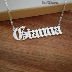 🌹🌹🌹 RonLiDesigns gorgeous gold plated old english font name necklace!What a thoughtful gift for your special someone  🌹🌹🌹➡Order any name or word for your 18k Gold Plated Name Necklace!➡Choose your chain length, and nameplate thickness from the menus above.➡All solid sterling silver 925 plated in 18k Gold!➡13 mm capital letter, 1.25 mm upgraded thickness➡Please be sure to tell me the name or word you would like in a message via etsy  (message to the seller)..... thank you!➡I will make and s Old English Names, Silver Name Necklace, English Font, Name Necklace Silver, Sterling Silver Name Necklace, English Name, Old English Font, Star Chain, Nameplate Necklace