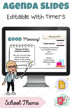 These editable daily classroom agenda slides are an excellent way to communicate with your students both in person and virtually. Use the templates to share a morning message, assign a bell ringer, let students know what to expect for the week ahead and/or give directions as they wait for class to begin. The included timers are also a great way to keep students on task and working productively. #classroomagenda #digitalagenda #googleslides #dailyagenda #morningmessage #teacherresource #teacher Classroom Powerpoint, Classroom Agenda, Daily Agenda Template, Daily Agenda Slides, Reading Buddies, Daily Agenda, Morning Message, Classroom Tips, Classroom Board