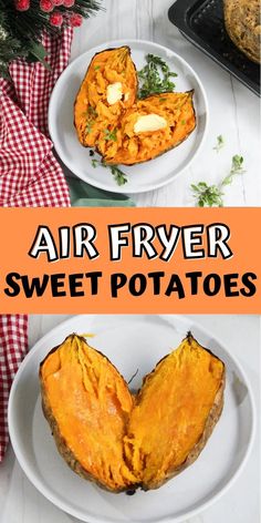 air fryer sweet potatoes on a white plate