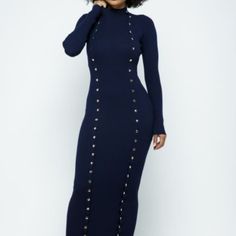 Material: Ribbed Knit, 70% Rayon And 30% Nylon Color: Olive Elegant Blue Ribbed Sweater Dress, Navy Fitted Winter Dress, Ribbed Knit, Colorful Dresses, Color Blue, Maxi Dress, Womens Dresses, Knitting, Dresses