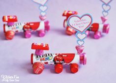 valentine's day candy cars with hearts on them