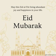 an eid mubarak greeting card with flowers