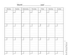 a blank calendar with the month and months in each column, including one day at a time