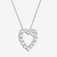 For a luxe jewelry piece that won't break the bank, you'll love this Yes, Please! heart pendant necklace. Crafted from Sterling Silver, it features a heart-shaped pendant embellished with Lab Created White Sapphires on a delicate cable chain. Style it with complementary earrings or a bracelet from the brand with all your favorite everyday outfits.Features: In A Gift BoxJewelry Closure: Spring Ring ClaspSetting: ProngShape: HeartStone Cut: RoundStone Millimeter Measurement: 3 Mm Length, 3 Mm Widt Heart Pendant Necklaces For Mother's Day, Heart Pendant Necklaces For Mother's Day And Formal Occasions, Heart Pendant Necklace For Mother's Day Formal, Formal Heart Pendant Necklace For Valentine's Day, Formal Heart Pendant Necklace For Mother's Day, Formal Heart Cut Necklace For Mother's Day, Formal Heart Pendant Necklace With Clavicle Chain, Valentine's Day Heart Charm Diamond Pendant Necklace, Valentine's Day Heart Pendant Diamond Necklace