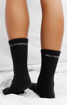 Make your everyday A.T.G official with the all new ribbed Crew Sock. The perfect ankle sock to pair with A.T.G Lounge featuring All Things Golden branding custom woven into the back. 75% premium combined cotton | 12% spandex | 10% elastic | 3% nylon 1 x black, 1 x grey and 1 x white socks Packaged in custom reusable and compostable bag Arch ribbing for shape holding and extra support Cushioned foot for added comfort Also available in black, grey and white Socks are final sale. No returns due to