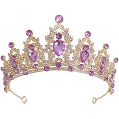 Description The Bridal Wedding Tiara is made from rhinestone and zinc alloy material for durable and long-lasting use. It is a great assistant to decorate yourself with a new hairstyle look. The bright elegant color and chic crystal embellishment design make you more charming and attractive. Applicable for personal parties, birthdays, ceremonies or any other occasions. Features -Color:Golden Purple -Material:Zinc Alloy, Rhinestone -Size:16.00X16.00X6.00cm/6.29X6.29X2.36in -Exquisite detail and c Wedding Tiara Headband, Crystal Crowns, Crystal Crown Tiaras, Vintage Tiara, Birthday Headband, Crystal Bridal Tiaras, Wedding Headdress, Crown Earrings, Bride Headband