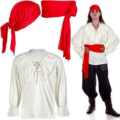 PRICES MAY VARY. Nice Combination: the pirate costume set comes with 1 piece of pirate shirt for man, 1 piece of pirate headband and 1 piece of pirate sash belt, which can provide hours of fun when playing a pirate game at a Halloween party Reliable and Serviceable: this pirate outfit is made of polyester, which is soft, comfortable, skin friendly and breathable; It will not make you feel muggy, even if you wear this pirate outfit for a long time; It can provide you with comfort and long term us Pirate Dad Shirt, Pirate Head Scarf, Pirate Sash, Pirate Headband, Pirate Shirt, Costume For Men, Pirate Accessories, Red Clothing, Pirate Outfit