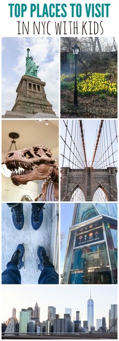 the top places to visit in new york with kids, including one that looks like a bridge