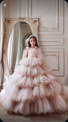 Ruffle Tulle Dress, Holy Communion Dresses, Princess Silhouette, Tulle Bows, Unique Prom Dresses, Communion Dresses, فستان سهرة, Full Circle Skirts, Floor Length Gown