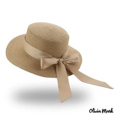 Olivia Mark - Flat brim straw hat female bow knot floating band straw flat top sun hat clothing accessories beach cap Straw Hats For Women, Bucket Hat Beach, Summer Straw Hat, Summer Hats For Women, Straw Hats, Casual Hat, Casual Wedding, Summer Patterns, Beach Hat