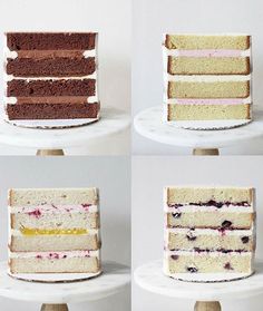 four different layers of cake sitting on top of each other