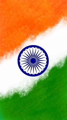 the flag of india painted on to of an orange, white and green background