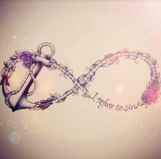 an anchor and chain with the words love is in the air written on it's side