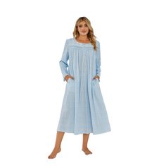 Nightgown Women's Long Sleeve Sleepwear Sleep Gowns Red Barrel Studio® Size: XXL | Red Barrel Studio® 100% Cotton Girl Mid-Calf Bathrobe w / Pockets 44.0 H in blue100% Cotton | 2XL | Wayfair Sleep Gown, Nightgowns For Women, Red Barrel Studio, Mid Calf, Night Gown, Women Long Sleeve, Barrel, Multi Color, Sleep