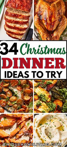 Planning the perfect Christmas dinner? These Christmas Dinner Ideas bring festive flavors and warmth to the holiday table, making it a memorable feast for family and friends. Think classic options like roast turkey, honey-glazed ham, and herb-crusted prime rib paired with garlic mashed potatoes, maple-glazed carrots, and brussels sprouts with bacon for a savory spread. For a twist, try a butternut squash risotto or roasted vegetable tart to add unique flavors Christmas Dinner For A Crowd, Traditional Christmas Menu, Christmas Dinner Main Course, Easy Christmas Dinner Ideas, Christmas Entrees, Christmas Dinner Dishes, Vegetarian Christmas Dinner, Christmas Dinner Sides