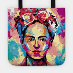 Frida Kahlo by Mailson Cello -- Choose from our vast selection of tote bags to match with your desired size to make the perfect custom tote. Pick your favorite: Movies, TV Shows, Art, and so much more! Available in Single Sided Print or Double Sided Print in small, medium, and large. Perfect for work, class, the beach, and leisure. Bags Tote, Custom Tote, Tote Handbags, Tote Bags, The Beach, Double Sided, Favorite Movies, The Selection, Tv Shows