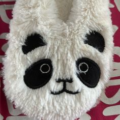 These Adorable Panda Slippers Have An Elastic Band, Cushion Foot Bed, Safety Nubs And An Angelic Panda Face. They Are New With Tags Size Small/Medium Panda Slippers, Panda Face, Ballerina Slippers, Point Shoes, Foot Bed, High Point, Elastic Band, Faux Fur, Slippers