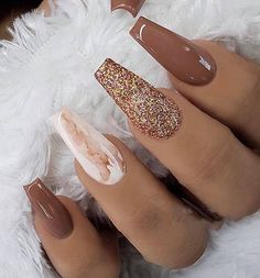 Ongles Beiges, Marble Acrylic Nails, Sparkle Nail Designs, Marble Nail Designs, Nagellack Trends, Fall Nail Art Designs, Coffin Nails Long, Sparkle Nails