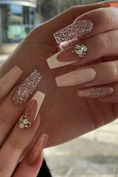 Nails for Wedding Bride—25 Nail Designs Every Bride Should Rock Wedding Acrylic Nails, Bridal Nails Designs, Wedding Nails Glitter, Homecoming Nails Acrylic, Nails White, Wedding Nails For Bride, Wedding Nails Design, Nails Red, Nail Art Wedding