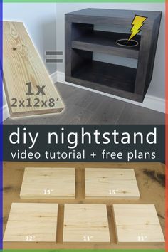 the diy night stand is made from wood and has five plans to make it