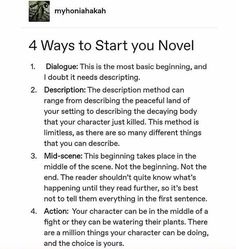 an image of a page with the words 4 ways to start you novel