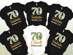 a group of 70th birthday shirts with the number 70 on them