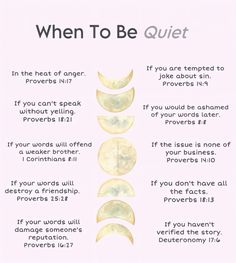 a poster with the words when to be quiet written in different font and pictures on it