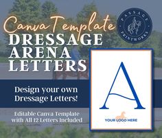 a sign that says, canva template dressage arena letters design your own dressage letters