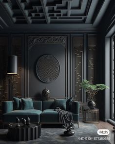 1920s Interior, Ruang Tv, Ceiling Wallpaper, Bedroom Cupboard Designs, Wall Tattoo, Perfect Bedroom, Interior Wall Design, Dark Interiors, Luxury House Designs