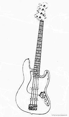 a drawing of a bass guitar