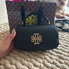 Only Used Once! Super Cute! Fits A Regular Iphone, Keys, Cards, Lipgloss. Sold Out Online. Leather. Perfect For Nights Out Tory Burch Britten, Mini Top, Tory Burch Bags, Cute Fits, Leather Crossbody, Top Handle, Night Out