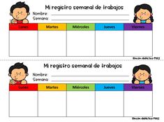 two spanish labels with the names of people in different colors and sizes, one for each child