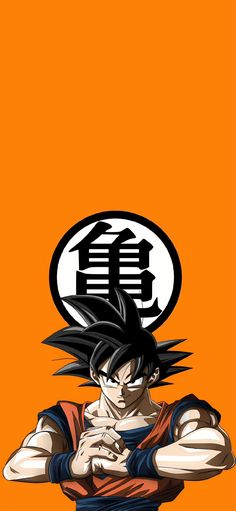 an anime character with his arms crossed in front of an orange background and the word gohan