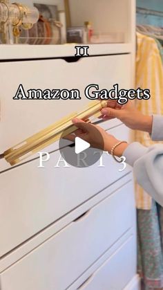 a woman opening an amazon gadgets drawer in her closet