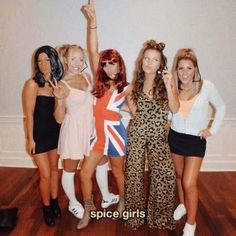 Spice Girls Costume Group, Friend Group Of 5 Halloween Costumes, Spice Girls Group Costume, Group Cute Halloween Costumes, 5 Group Costume, Spice Girls Costume Halloween, Four Group Halloween Costumes, Cute Easy Costumes, Group Of Four Halloween Costumes