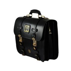 Business Briefcase - Black Classic Formal Briefcase With Gunmetal Hardware, Timeless Black Saddle Bag For Business, Timeless Black Saddle Bag For Travel, Business Satchel Briefcase With Gunmetal Hardware, Classic Travel Briefcase With Gunmetal Hardware, Black Business Bags With Brass Hardware, Classic Formal Satchel With Gunmetal Hardware, Luxury Travel Saddle Bag With Brass Hardware, Luxury Saddle Bag With Brass Hardware For Travel