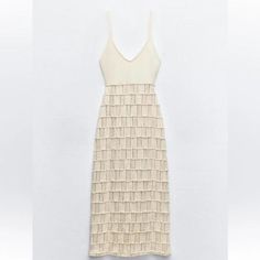 New With Tag Zara S/S 2024 Collection Midi Dress With V-Neckline And Spaghetti Straps. Tonal Crochet Trim At Hem. Sand 0858/026 Composition: Outer Shell Main Fabric 81% Cotton 18% Polyester 1% Elastane Secondary Fabric 98% Cotton 2% Elastane Details 100% Cotton Clothing Care Guide: Machine Wash Max. 30c/86f Delicate Cycle Do Not Use Bleach / Whitener Iron Maximum 110c/230f Do Not Dry Clean Do Not Tumble Dry Dry On A Flat Surface Beige V-neck Crochet Dress For Party, Elegant V-neck Crochet Dress For Summer, Beige Maxi Crochet Dress For Spring, Beige Crochet Maxi Dress For Spring, Spring Beige Crochet Maxi Dress, Summer V-neck Crochet Dress For Brunch, Summer Crochet V-neck Dress For Brunch, Elegant Crochet V-neck Summer Dress, Beige Midi Crochet Dress For Spring