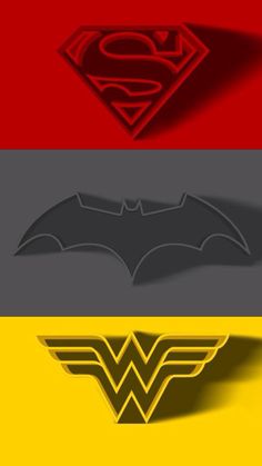 three different logos that have been designed to look like batman and superman's logo