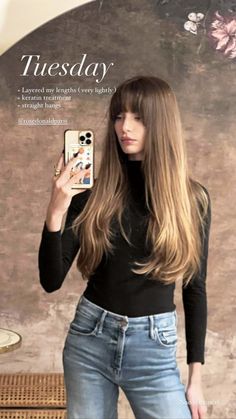 Long Hair With Straight Across Bangs, Long Hair With Soft Bangs, Bangs Haircut Long, Long Straight Hair Bangs, Cut Hair Styles, Ariel Hair, Brown Hair Looks, Hair Curling Tips, Long Hair Pictures