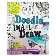 a drawing book with doodle imagine draw written on it