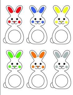 an easter bunny cut out with different colors and shapes to make it look like they are painted