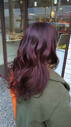 Elumen Violet Hair, Plum Dyed Hair, Purple Hair Gloss, Purple On Light Brown Hair, Burgundy Violet Hair, Burgundy Hair Plum Purple, Plum Color Hair, Berry Brown Hair Color, Purple Wine Hair