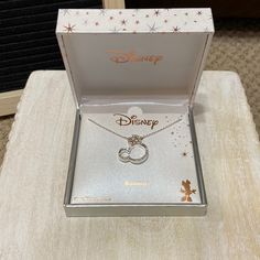 Disney Bowtiful Minnie Mouse Fine Silver Plated Necklace. Silver In Color With Rose Gold Bow. Crystals Throughout. Brand New! Smoke Free Home. Disney Silver Jewelry For Birthday, Pink Disney Jewelry For Gift, Disney Style Silver Necklace For Gift, Disney Silver Necklace For Gift, Disney Jewelry Necklace, Disney Minnie Mouse Jewelry, Vintage Disney Princess, Rose Gold Jewelry Set, Disney Mickey Mouse Gold Jewelry