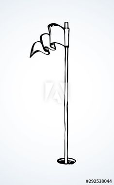 a black and white drawing of a flag pole