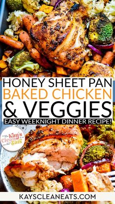 Balsamic Honey Sheet Pan Chicken and Veggies is a healthy, delicious, and simple weeknight meal. Cooked on a single pan, it offers easy cleanup and stores well in the fridge for up to 6 days. Serve it with rice for the family or enjoy it as a low-carb meal on its own. Perfect for busy days, this recipe is flavorful, versatile, and a total time-saver. Make this balsamic honey chicken and veggies for a quick, wholesome dinner everyone will love! Sheet Pan Dinners Low Carb, Sheet Pan Chicken And Veggies, Pan Chicken And Veggies, Baked Chicken And Veggies, Chicken And Veggies, Chicken Veggies, Sheet Pan Chicken, Healthy Weeknight Meals, Weeknight Dinner Recipes Easy