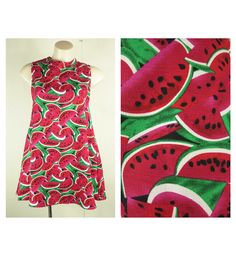 "DESCRIPTION Tropical Watermelon Dress  MEASUREMENTS/SIZE Measurements are taken along one side of garment lying flat  (DOUBLE for all the way round measurements). Bust: 45cm / 17.7\" Waist: 55cm / 21.7\" Length: 79cm / 31.1\" No tag that indicates size.  Please check measurements to make sure it fits you.  BRAND Mrs. Tee  MATERIAL n/a  CONDITION  Excellent pre-owned condition   COLOURS Please keep in mind that the actual colour of an item may be slightly different to that shown on your computer Fruit Dress, Watermelon Dress, Blue Jean Overalls, Green Fruit, Jean Overalls, Dress Measurements, Dress Pink, Dress Clothes For Women, Melon