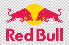 the red bull logo on a white background, with yellow and red bulls behind it