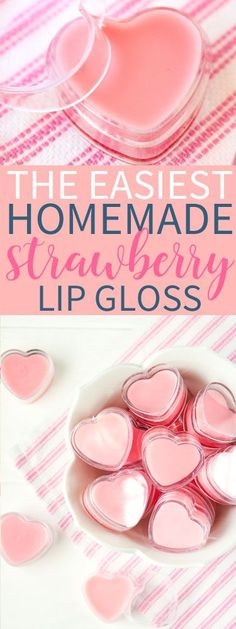 How To Make Homade Lip Gloss, Homade Lip Balm, Strawberry Lip Gloss, Diy Lip Scrub, Lip Scrub Homemade, Valentine Treat